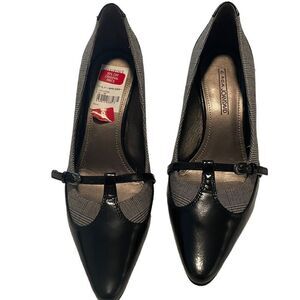 Joan and David Circa CJRIVIERA Pump Black w/Black Plaid Trim 8M